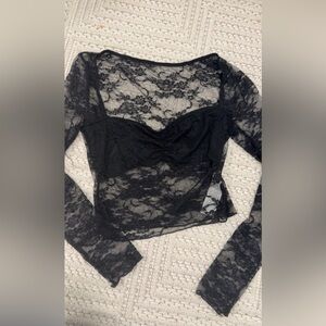 Black Lace Long Sleeve Top